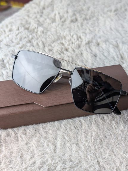 Premium Black and Metallic Double-Bridge Aviator Sunglasses