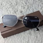 CAZAL Silver-Tone Angular Aviator Sunglasses with Dark Lenses