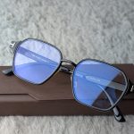 TOM FORD Glossy Black Geometric Eyeglasses with Blue-Light Lenses