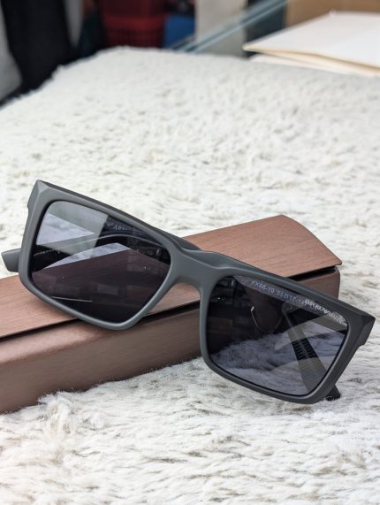 Emporio Armani Matte Grey Rectangular Sunglasses