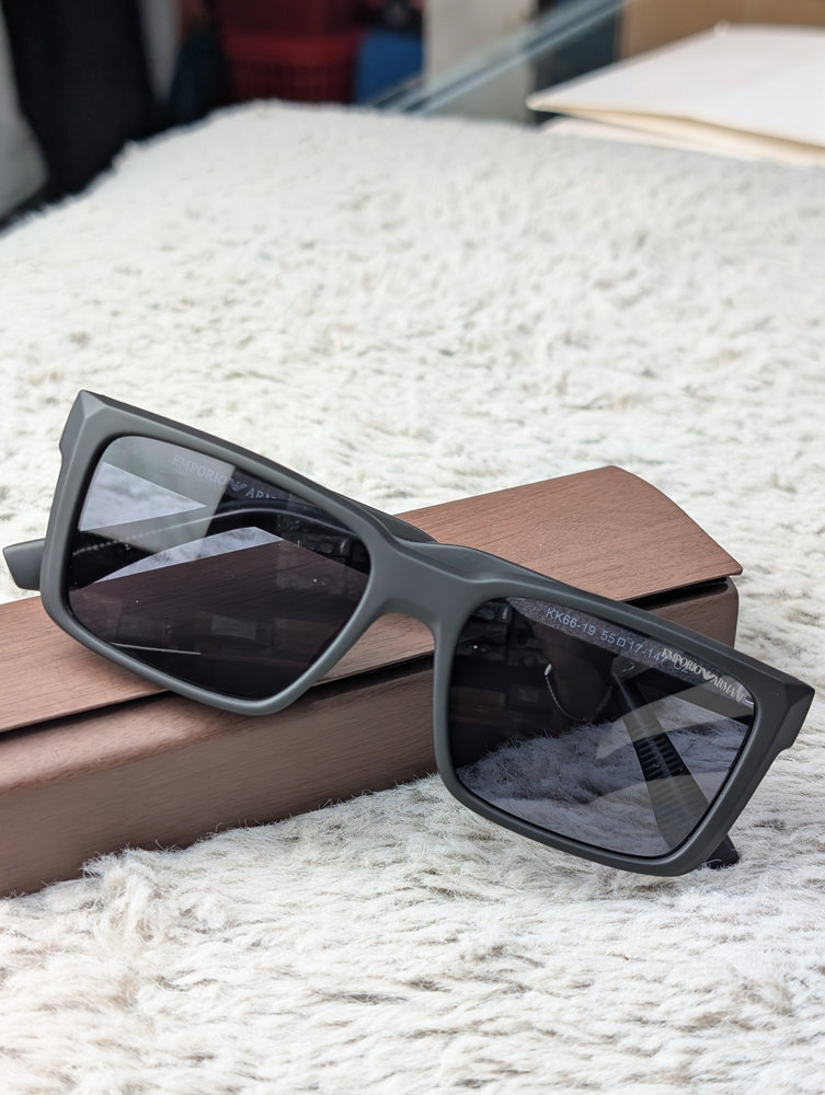 PXL_20261017_115735535_result Emporio Armani Matte Grey Rectangular Sunglasses - Image 1