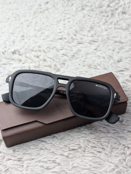 MOSCOT Matte Black Navigator Sunglasses with Dark Lenses