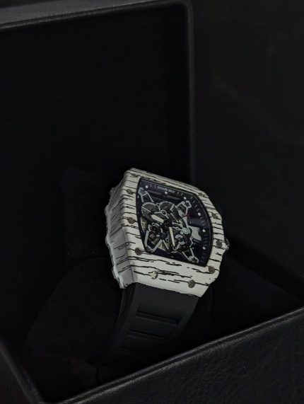 RICHARD MILLE Style White and Black Textured Tonneau Watch (Including Presentation Box)