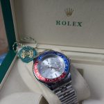 ROLEX Stainless Steel GMT-Master II Style Watch with Red and Blue Bezel and Silver Dial (Including Presentation Box & Hang Tag)