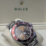 ROLEX Stainless Steel Submariner-Style Watch with Red Bezel and Brown Dial (Including Presentation Box)
