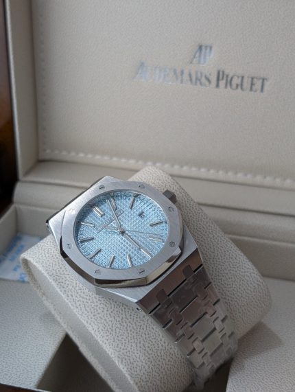 AUDEMARS PIGUET Stainless Steel Royal Oak Style Automatic Watch with Ice Blue Dial (Including Presentation Box)