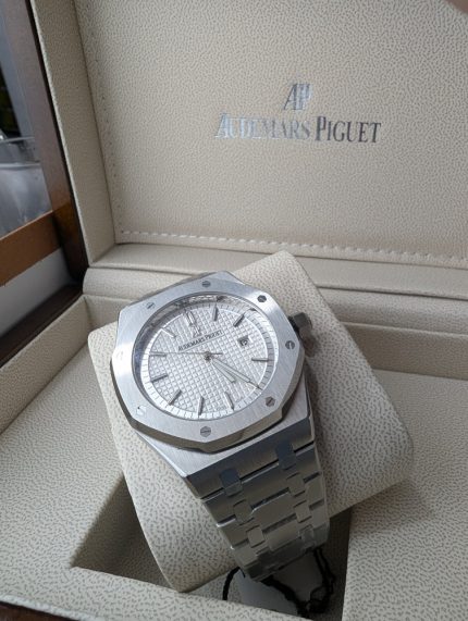 AUDEMARS PIGUET Stainless Steel Royal Oak Style Watch with White Dial (Including Presentation Box)