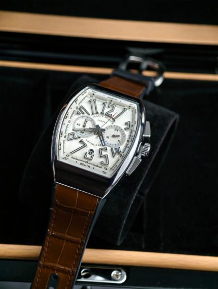 Franck Muller Geneve Vanguard Chronograph Watch with White Dial (Including Like Original Box Packaging)