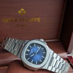 Patek Philippe Silver-Tone Nautilus-Style Watch with Blue Gradient Embossed Dial (Including Like Original Box Packaging)