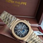 Patek Philippe Gold-Tone Nautilus-Style Complication Watch with Dark Embossed Dial (Including Like Original Box Packaging)