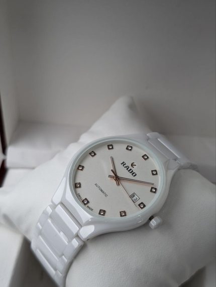 Rado White Ceramic Automatic Diamond-Accent Watch