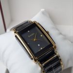 Rado Black Ceramic & Gold-Tone Rectangular Watch