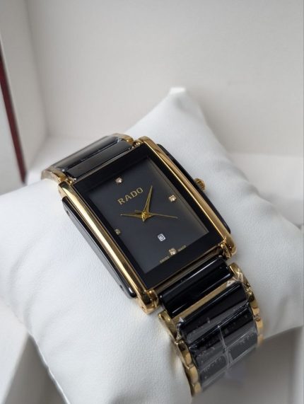 Rado Black Ceramic & Gold-Tone Rectangular Watch